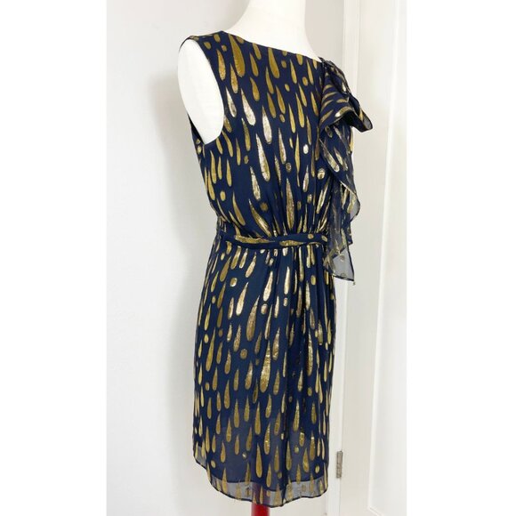 Milly of New York Holiday/Christmas Black and Metallic Gold Short Dress Size 6 - Picture 4 of 11